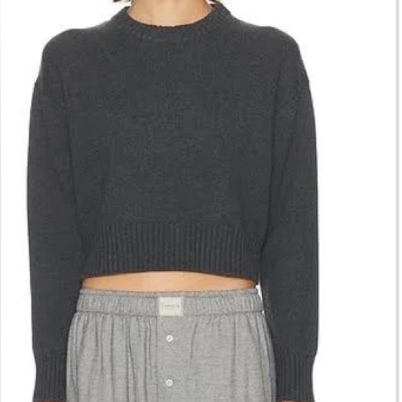 NWT ENZA COSTA ChunkyCotton Cashmere Sweater charcoal grey size XS